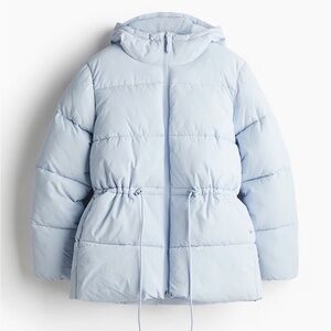 Cinched waist puffer coat